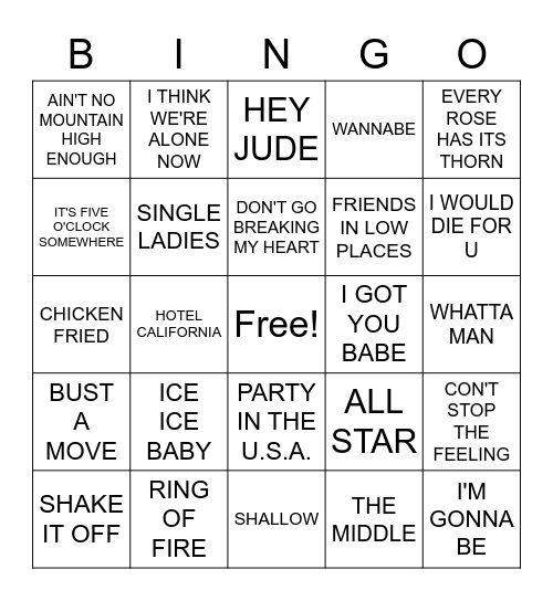 Sing with Me! Bingo Card