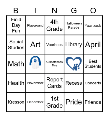 Kresson Cougars Bingo Card