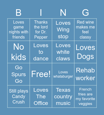 Sarah’s Bingo Card