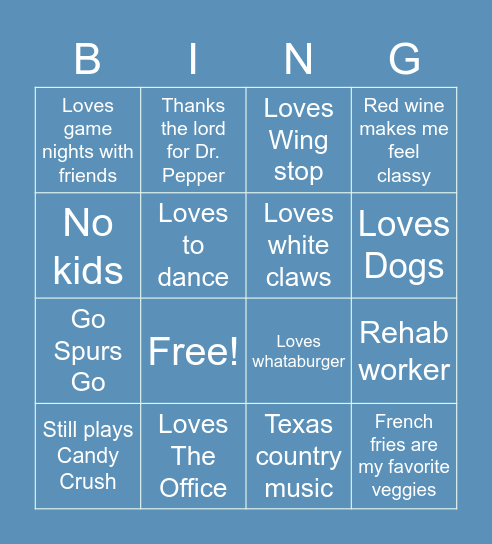 Sarah’s Bingo Card