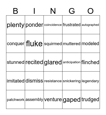 Vocabulary Bingo Card