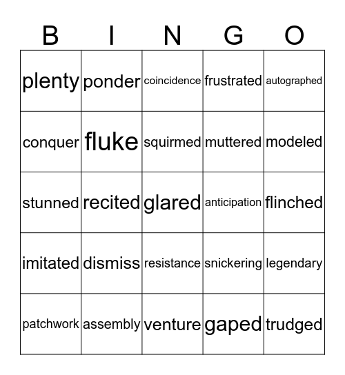 Vocabulary Bingo Card