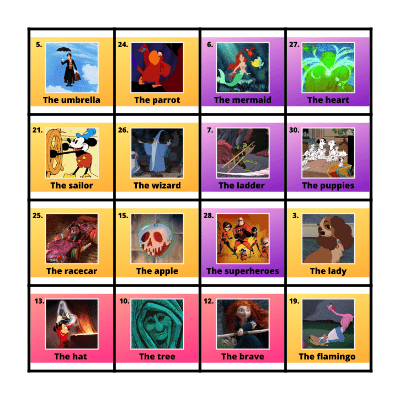 Disney Loteria Bingo Card