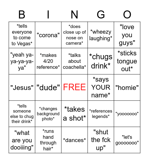 HBD PRANAL Bingo Card