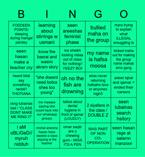 the realist 9T bingo Card