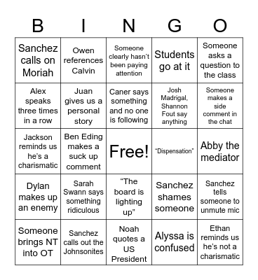 COM SEP BINGO Card