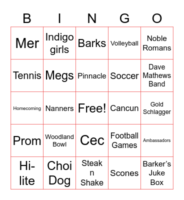 CHS Bingo Card
