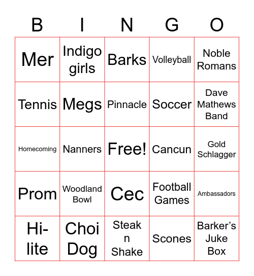 CHS Bingo Card