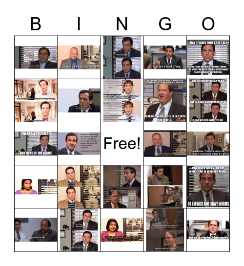 The Office Memes Bingo Card