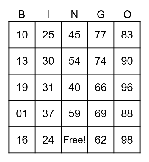 Lockdown Family bingo Card