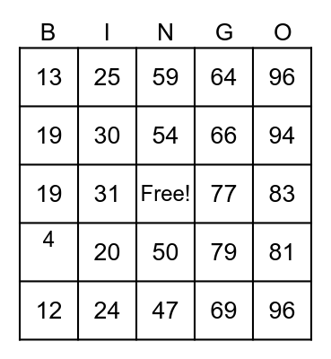 Lockdown Family bingo Card