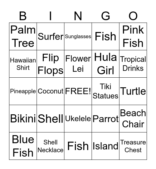Tropical Trail Bingo Card