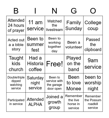 2PC Bingo Card