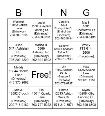 54017 Chalk Walk Bingo Card