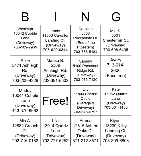 54017 Chalk Walk Bingo Card