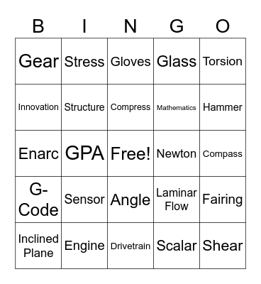 UTD ASME BINGO! Bingo Card