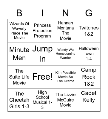 2000's Disney Movies Bingo Card