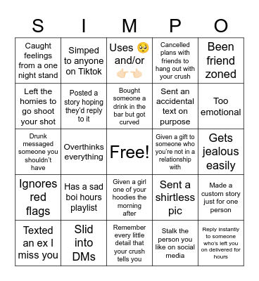 SIMP BINGO Card