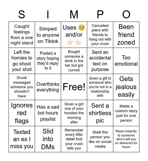 SIMP BINGO Card