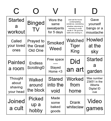 COVID-19 BINGO Card