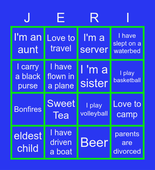 Jeri's Bingo!! Bingo Card