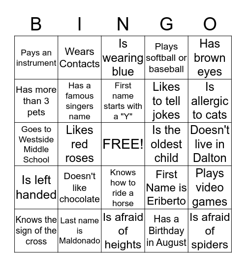 Untitled Bingo Card
