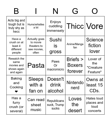 Banryu Bingo Card