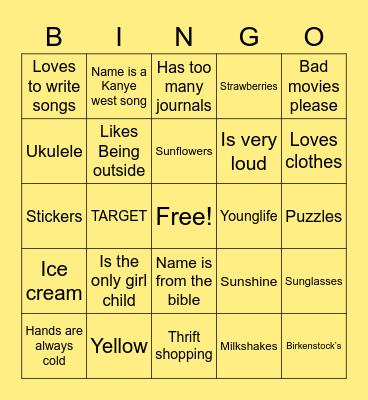 Selah Bingo Card