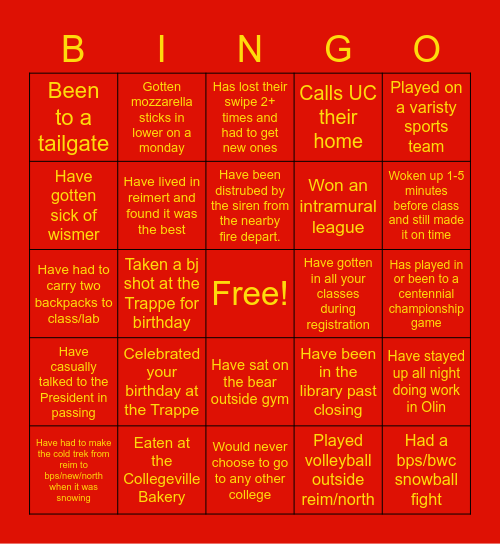 UC Bingo Card