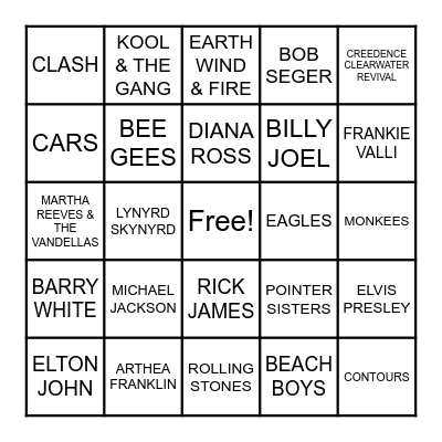 OLDIES BINGO Card