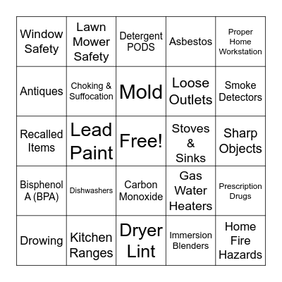 International Paper Hazard Safety Bingo Home Edition Bingo Card