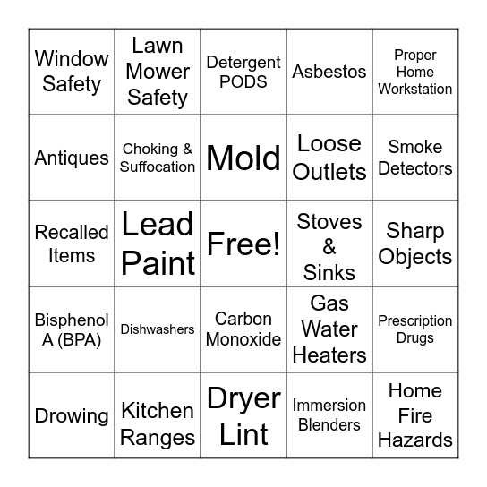 International Paper Hazard Safety Bingo Home Edition Bingo Card