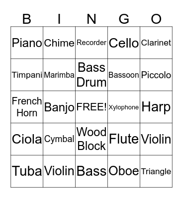 Music Bingo Card