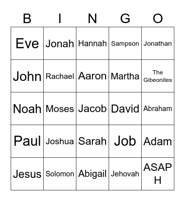 Zoom Bible Bingo Card