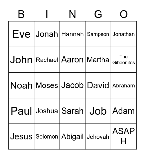 Zoom Bible Bingo Card