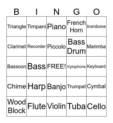 Music Bingo Card