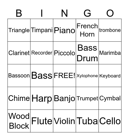 Music Bingo Card