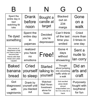 Quarantine Bingo Card
