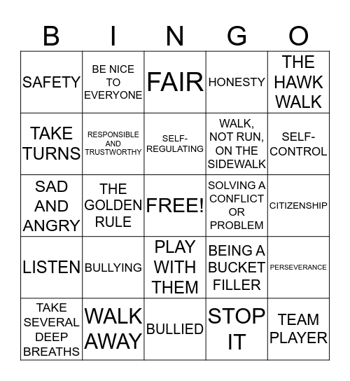 CHARACTER BINGO Card