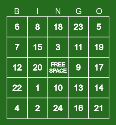 20s Bingo Card