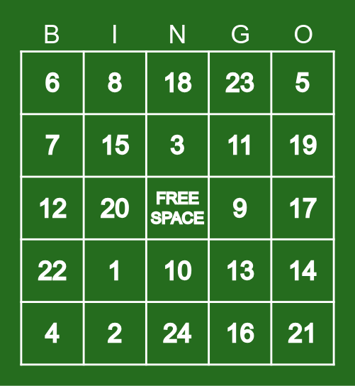 20s Bingo Card