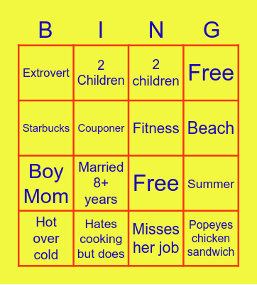 Crystal Bingo Card