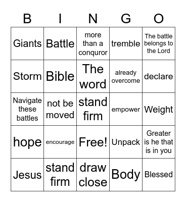Pastor Bingo Card