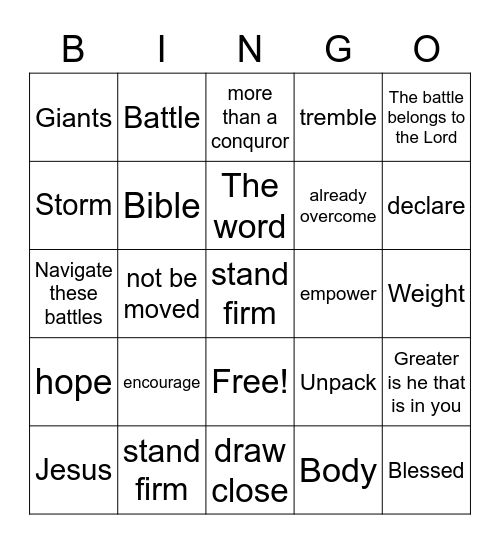 Pastor Bingo Card