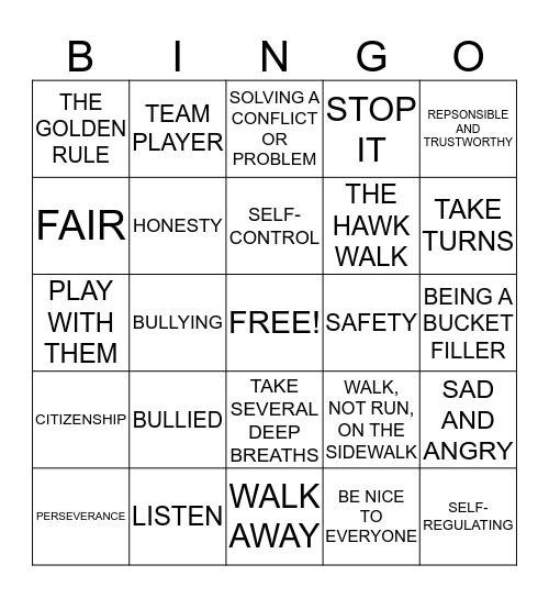 CHARACTER BINGO Card