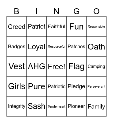 AHG Zoom BINGO Card