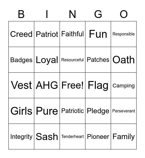 AHG Zoom BINGO Card