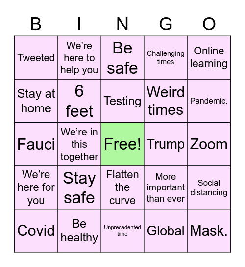 Checking the news/TV Bingo Card