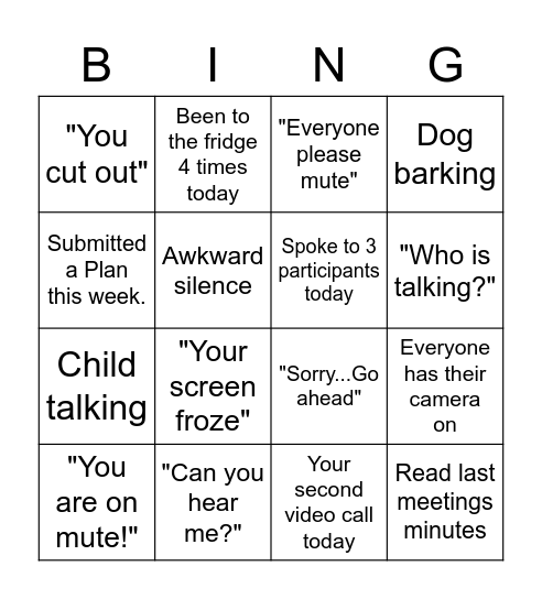 Staff Meeting Bing(o) Bingo Card