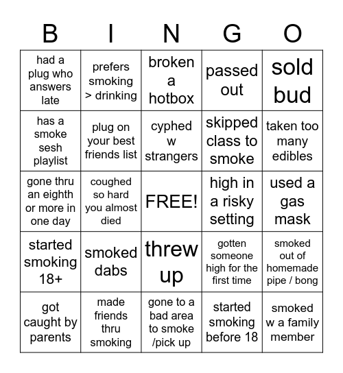 stoner bingo🍃 Bingo Card